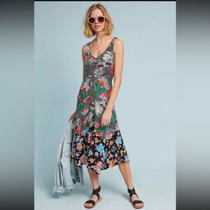 Anthropologie Maeve Violette Colorful Floral Midi Dress